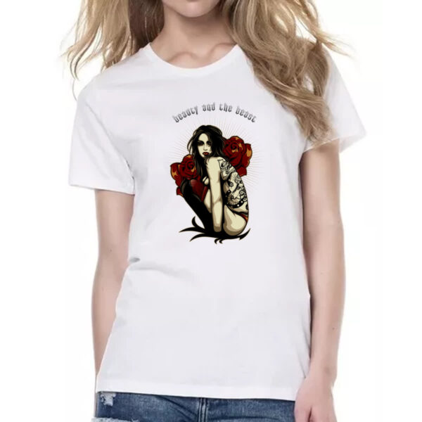 Camiseta Baby Look Beauty and the beast - Imagem 2
