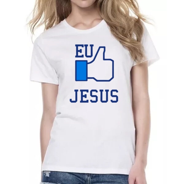 Camiseta Baby Look Eu Curto Jesus - Imagem 2