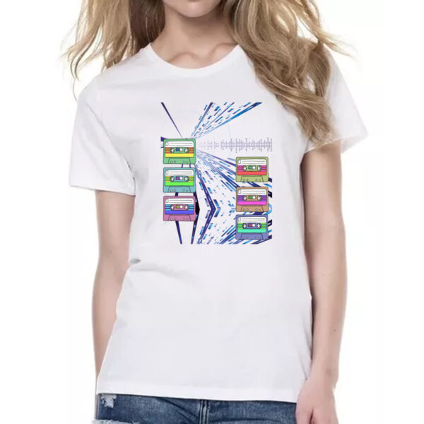 Camiseta Baby Look Fitas K7 anos 80 difusion art - Imagem 2