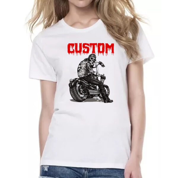 Camiseta Baby Look Moto Skull Custom - Imagem 2