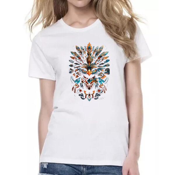 Camiseta Baby Look Coruja Elementos Indigenas - Imagem 2