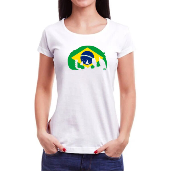 Camiseta Baby Look Tamandua Bandeira Fauna Brasileira - Imagem 3