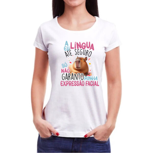 Camiseta Baby Look Capivara lingua eu seguro - Imagem 3