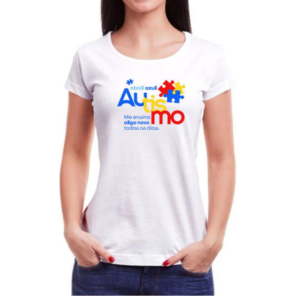 Camiseta Baby Look Autismo ensina algo novo - Imagem 3