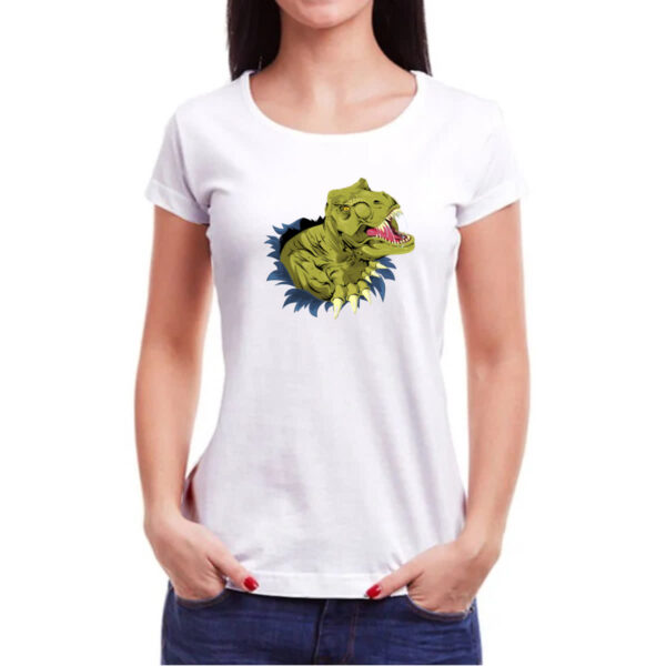 Camiseta Baby Look Tiranossauro Rex Rasgando a Camisa - Imagem 3
