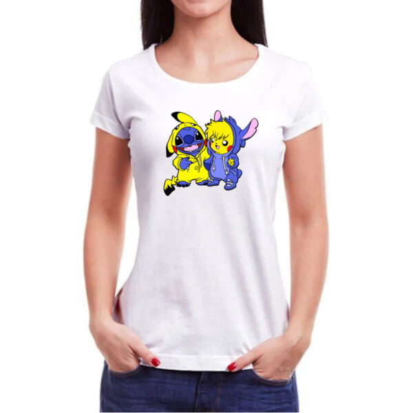 Camiseta Baby Look Stitch and Pikachu - Imagem 3