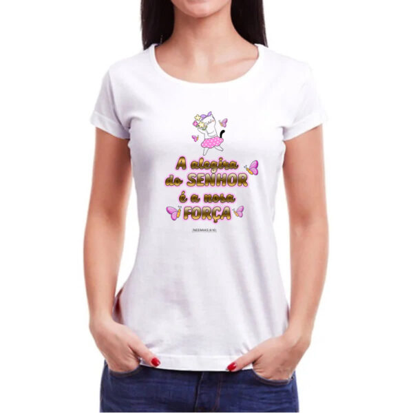 Camiseta Baby Look Versiculo Fofinho Alegria do senhor - Imagem 3