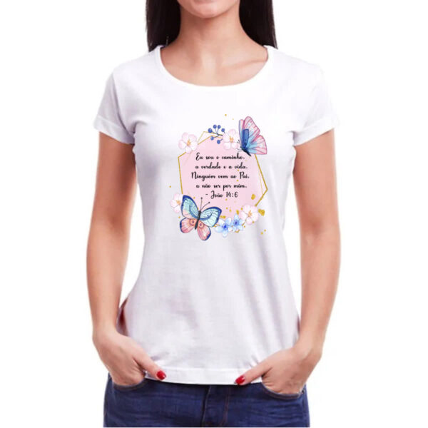 Camiseta Baby Look Versiculo moldurado eu sou o caminho - Imagem 3