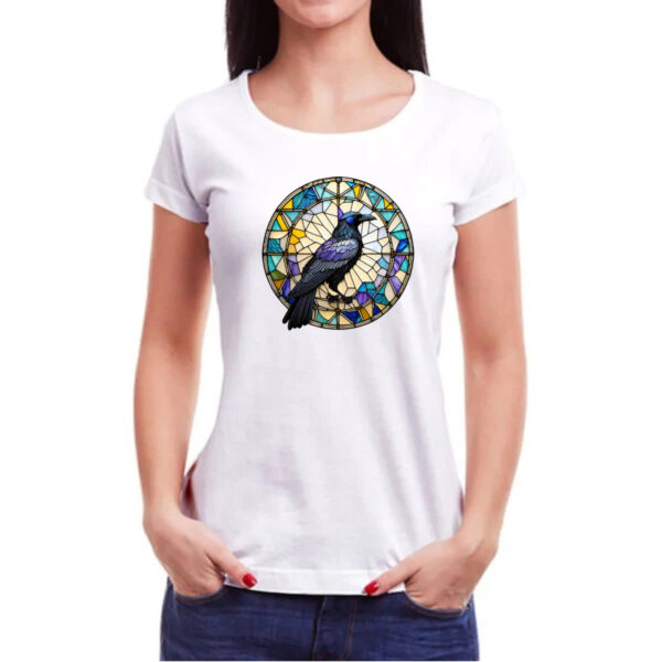 Camiseta Baby Look Vitral corvo - Imagem 3