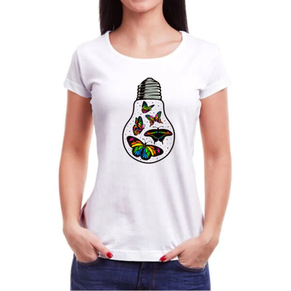 Camiseta Baby Look Borboletas em lampada - Imagem 3