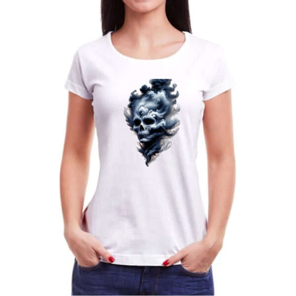Camiseta Baby Look Caveira esfumacada - Imagem 3