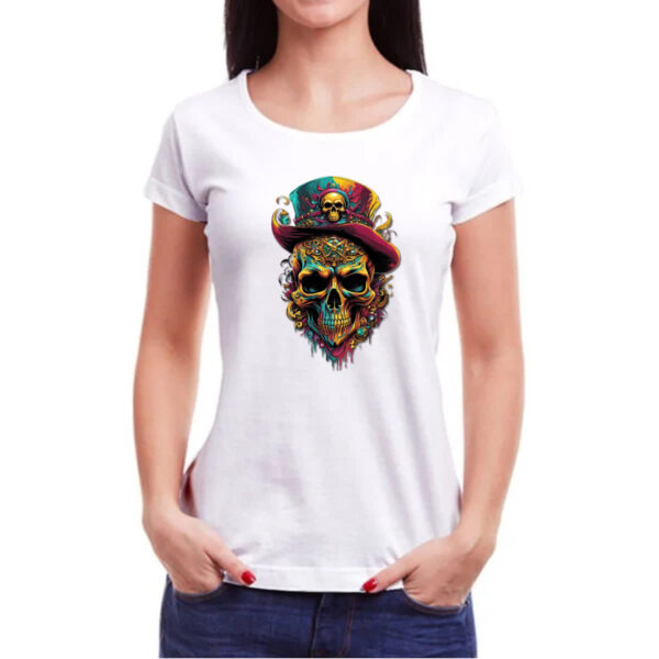 Camiseta Baby Look Cranio pirata joias - Imagem 3