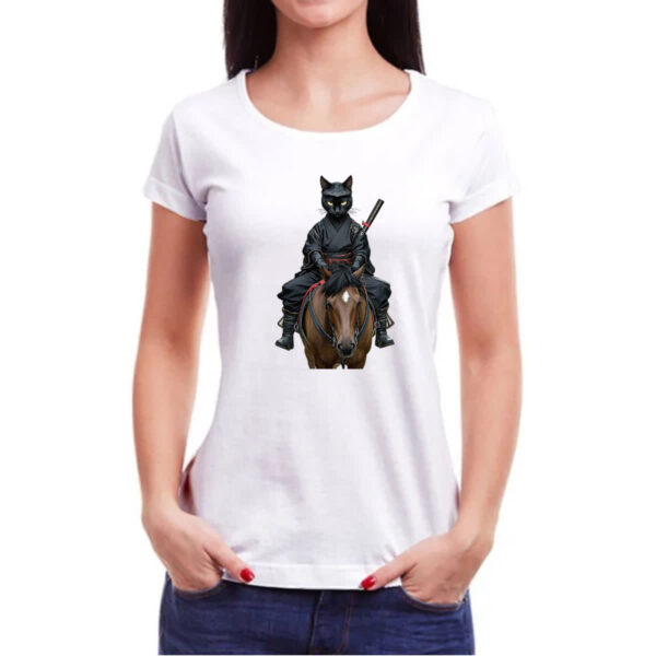 Camiseta Baby Look Gato preto samurai - Imagem 3