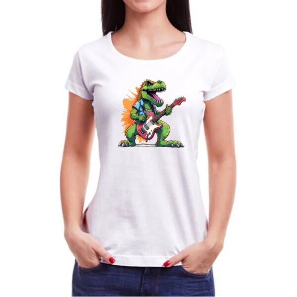 Camiseta Baby Look T-Rex Guitarrista - Imagem 3