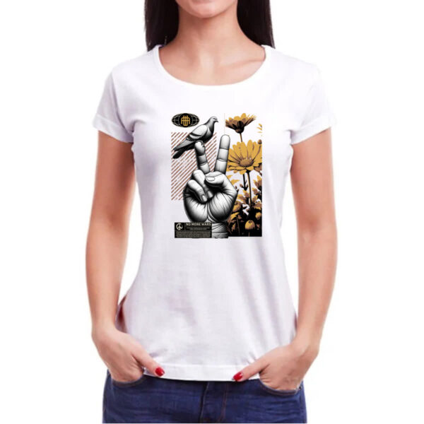 Camiseta Baby Look No more wars peace and bird - Imagem 3