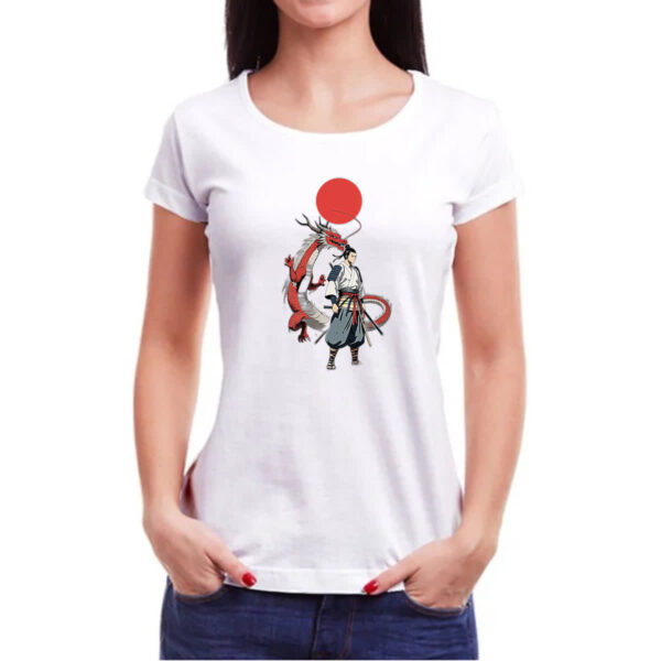 Camiseta Baby Look Samurai Dragao sol nascente - Imagem 3