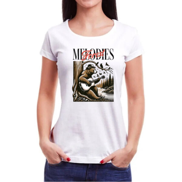Camiseta Baby Look Urso Melodia da Floresta - Imagem 3