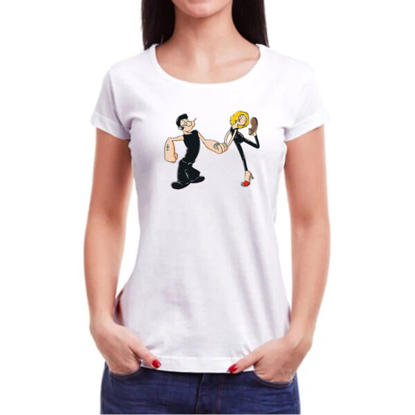 Camiseta Baby Look Popeye Grease Parodia - Imagem 3