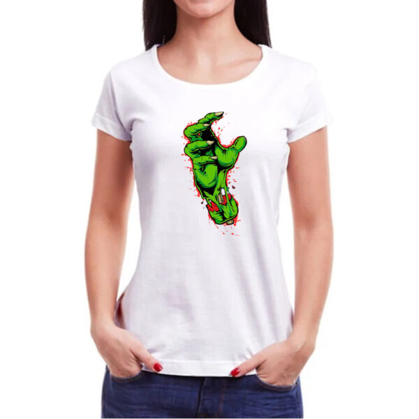 Camiseta Baby Look Zombie hand - Imagem 3