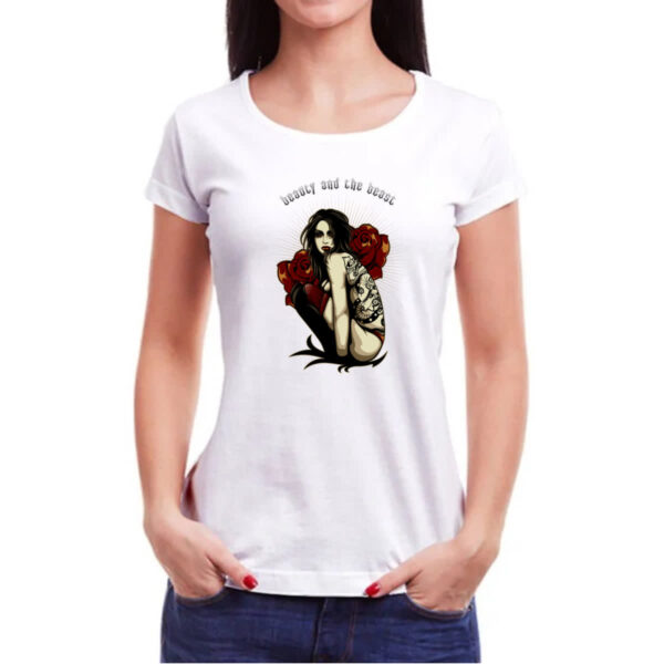 Camiseta Baby Look Beauty and the beast - Imagem 3