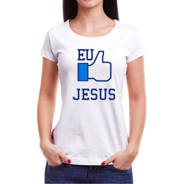 Camiseta Baby Look Eu Curto Jesus - Imagem 3