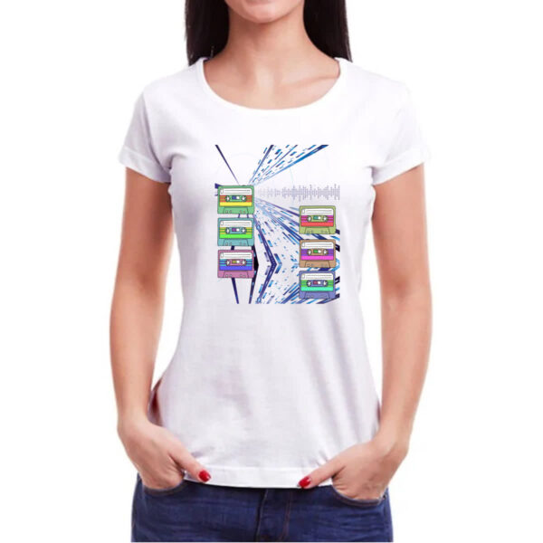 Camiseta Baby Look Fitas K7 anos 80 difusion art - Imagem 3
