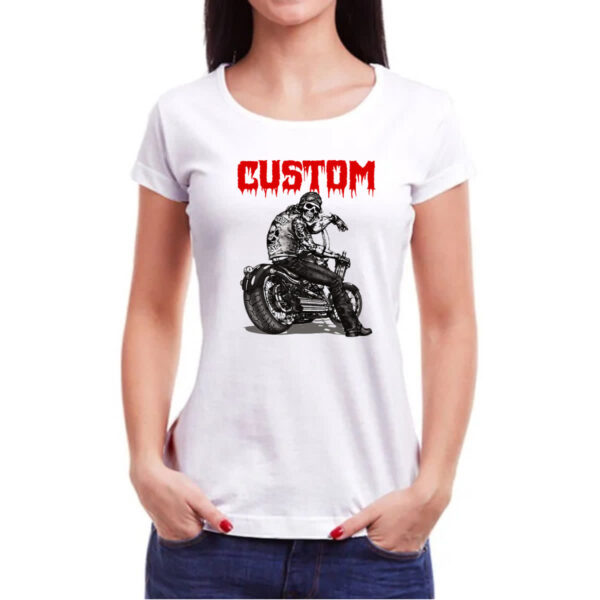 Camiseta Baby Look Moto Skull Custom - Imagem 3