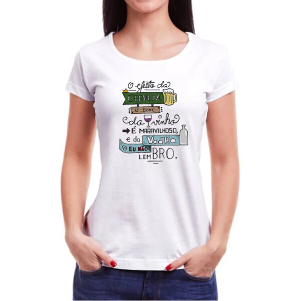 Camiseta Baby Look Efeito cerveja vinho e vodka - Imagem 3