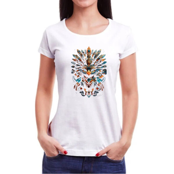 Camiseta Baby Look Coruja Elementos Indigenas - Imagem 3