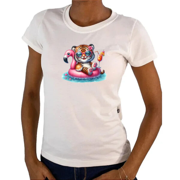 Camiseta Baby Look Tigre na boia - Imagem 4