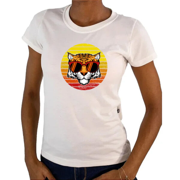 Camiseta Baby Look Tigre ray ban sunset - Imagem 4