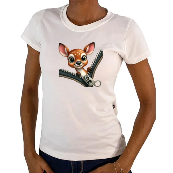 Camiseta Baby Look Veado no ziper - Imagem 4
