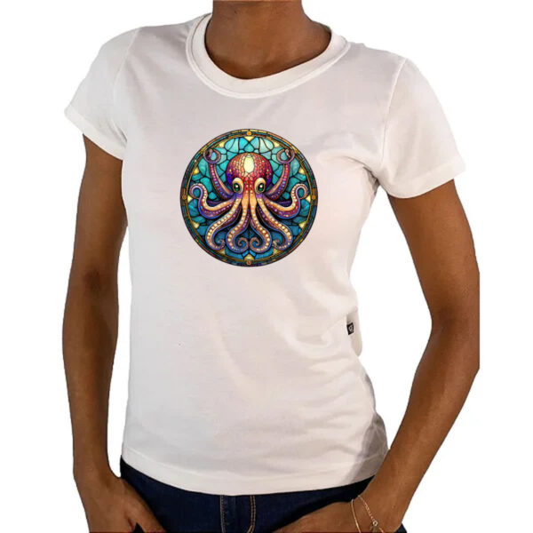 Camiseta Baby Look Vitral Octopus - Imagem 4