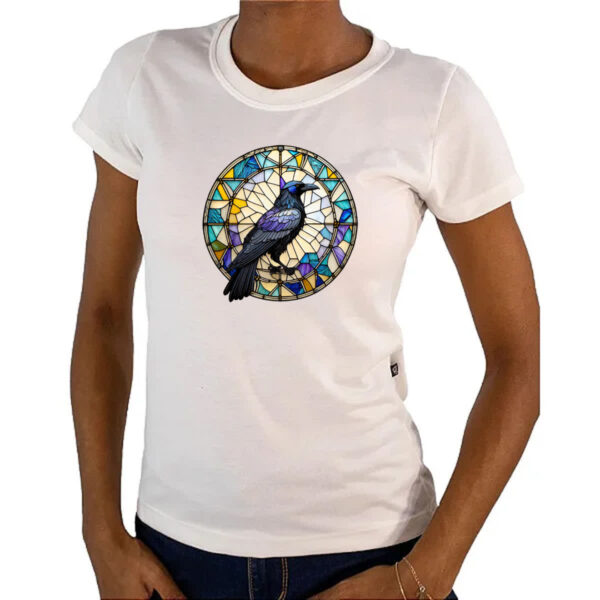 Camiseta Baby Look Vitral corvo - Imagem 4