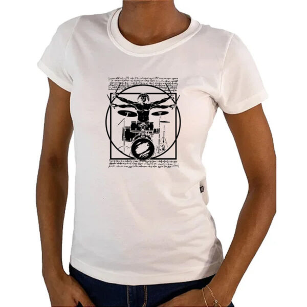 Camiseta Baby Look Vitruvian baterista - Imagem 4