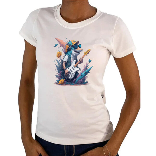 Camiseta Baby Look Tubarao guitarrista - Imagem 4
