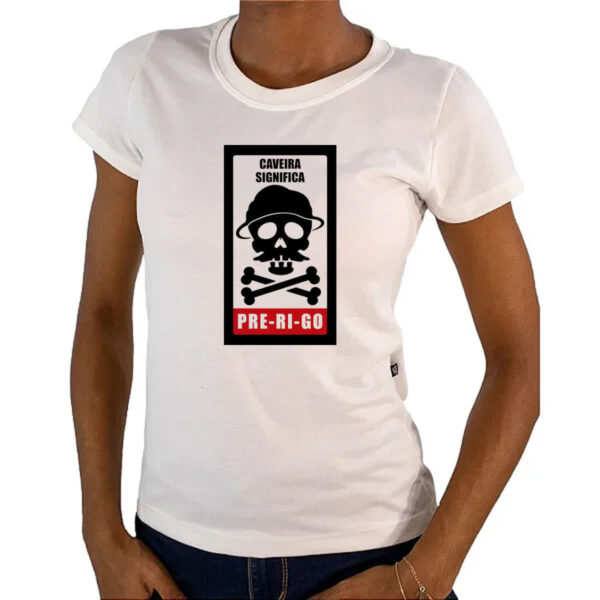 Camiseta Baby Look Caveira Perigo - Imagem 4