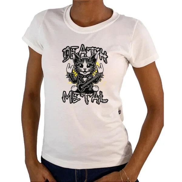 Camiseta Baby Look Gato Death Metal - Imagem 4