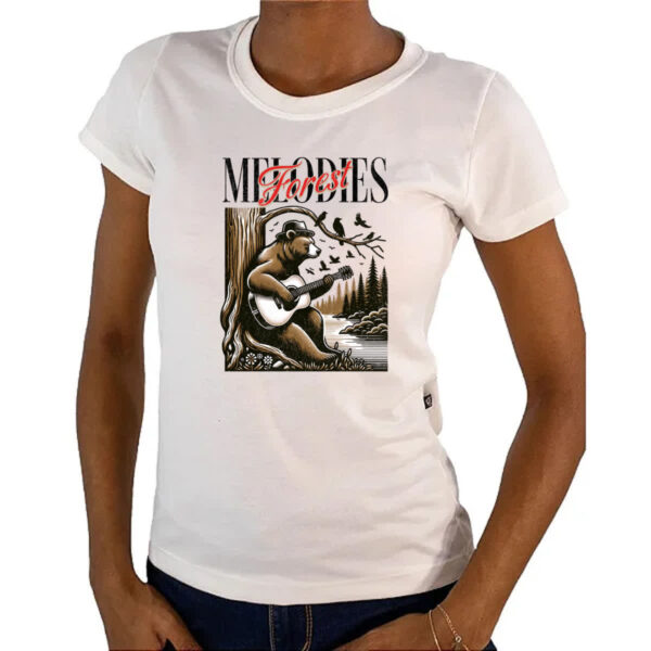 Camiseta Baby Look Urso Melodia da Floresta - Imagem 4