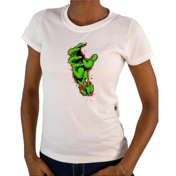 Camiseta Baby Look Zombie hand - Imagem 4
