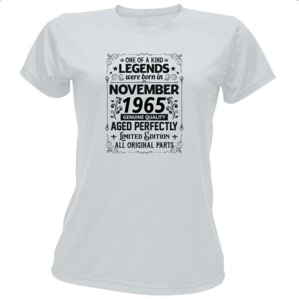 Camiseta Baby Look Legends Were Born NOV-1965