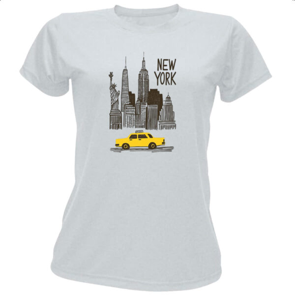 Camiseta Baby Look New York Pintura Nanquim
