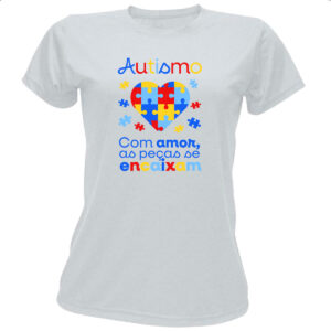 Camiseta Baby Look Autismo amor encaixa