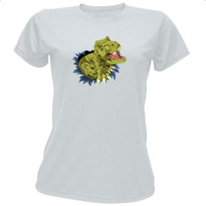 Camiseta Baby Look Tiranossauro Rex Rasgando a Camisa
