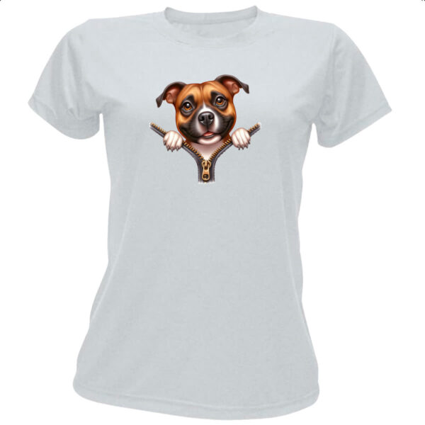 Camiseta Baby Look Staffordshire Bull Terrier no Ziper