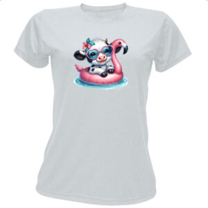 Camiseta Baby Look Vaca na boia