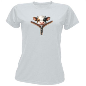 Camiseta Baby Look Vaca no ziper