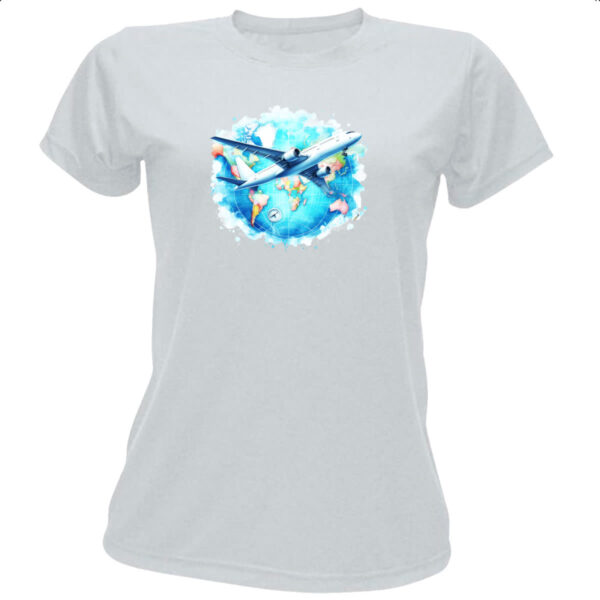 Camiseta Baby Look Viagem aviao turismo