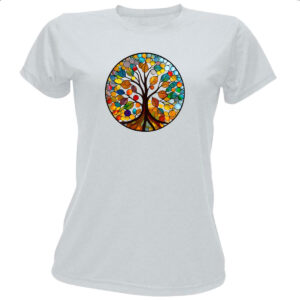 Camiseta Baby Look Vitral arvore da vida