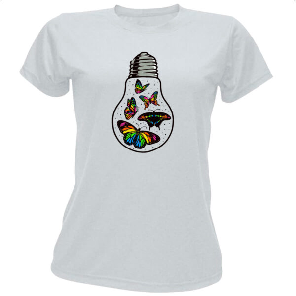 Camiseta Baby Look Borboletas em lampada